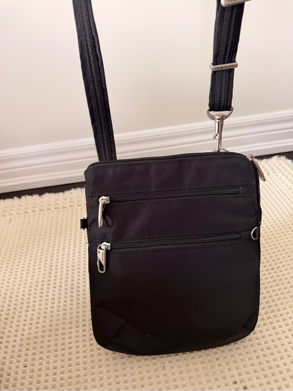 Travelon Black Anti-Theft Slim Crossbody Bag
